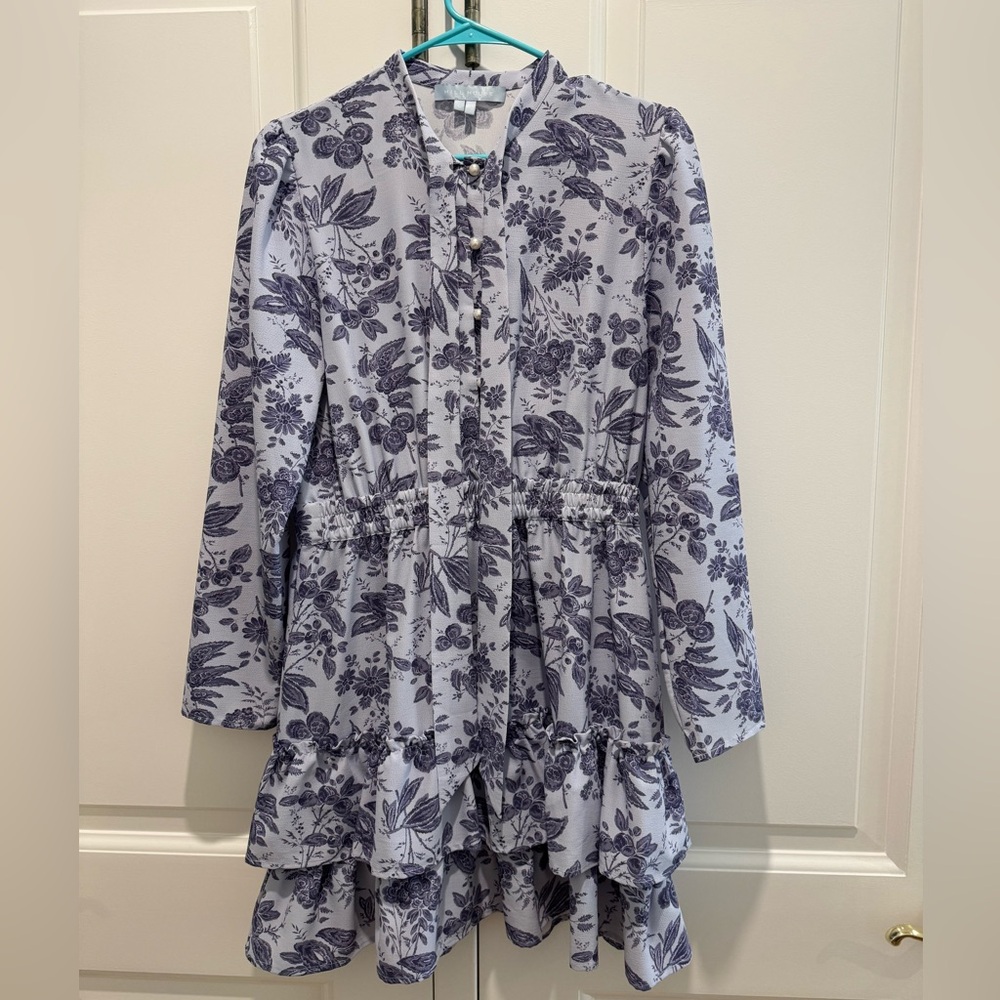 Hill House Talia Lilac Tonal Floral Crepe Dress - Picture 3 of 5